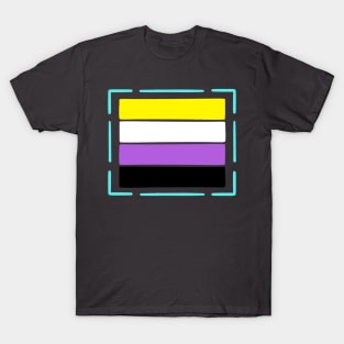 Outlined Nonbinary flag - wtframe comics T-Shirt